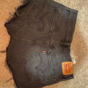 Levi 501 black denim shorts